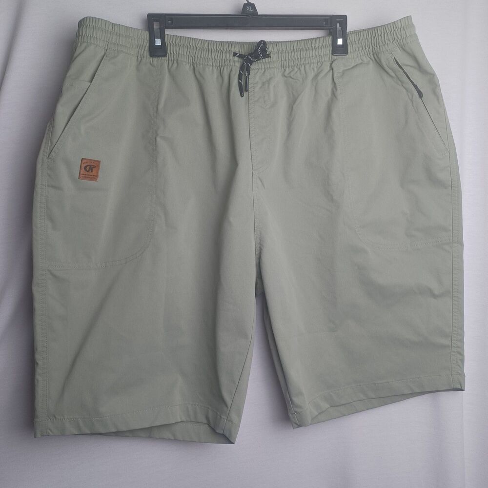 Mens Calvin Klein CK Khaki Green Shorts 42 with pockets pull on drawstring waist